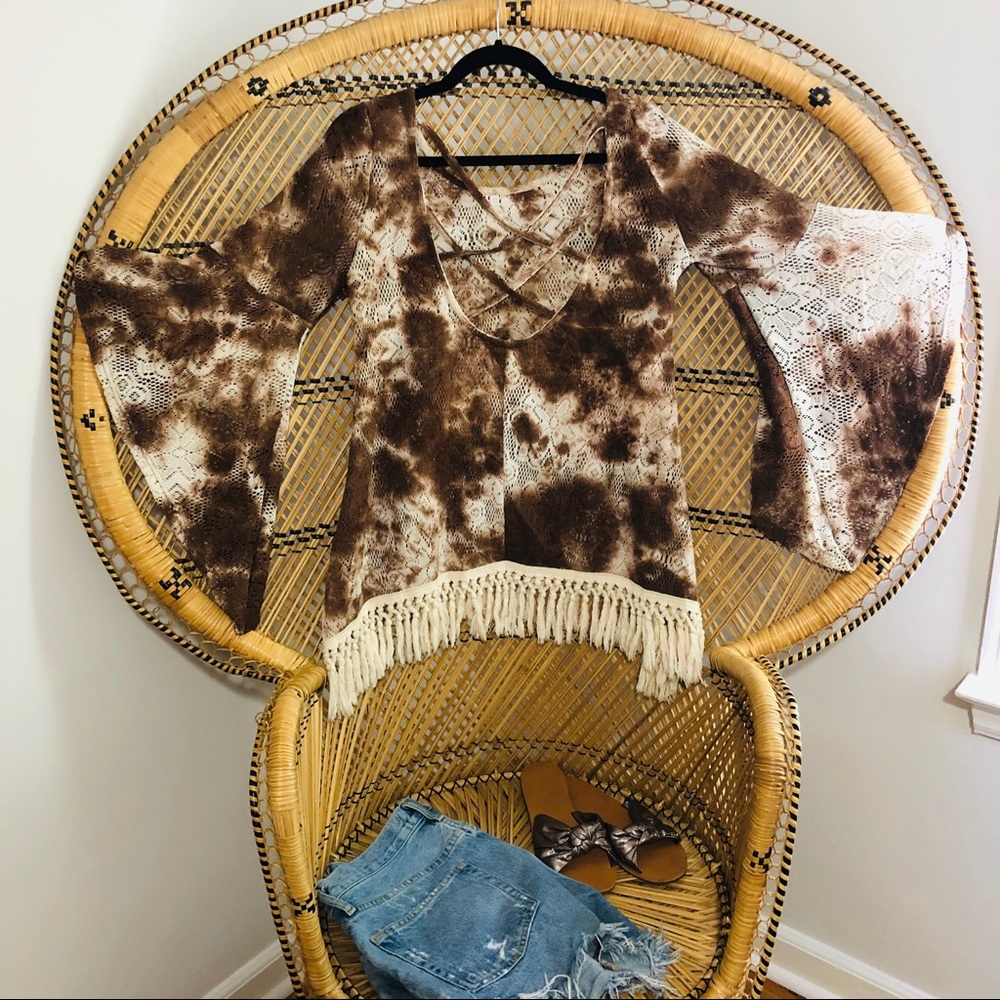 Boho lace batwing top/poncho